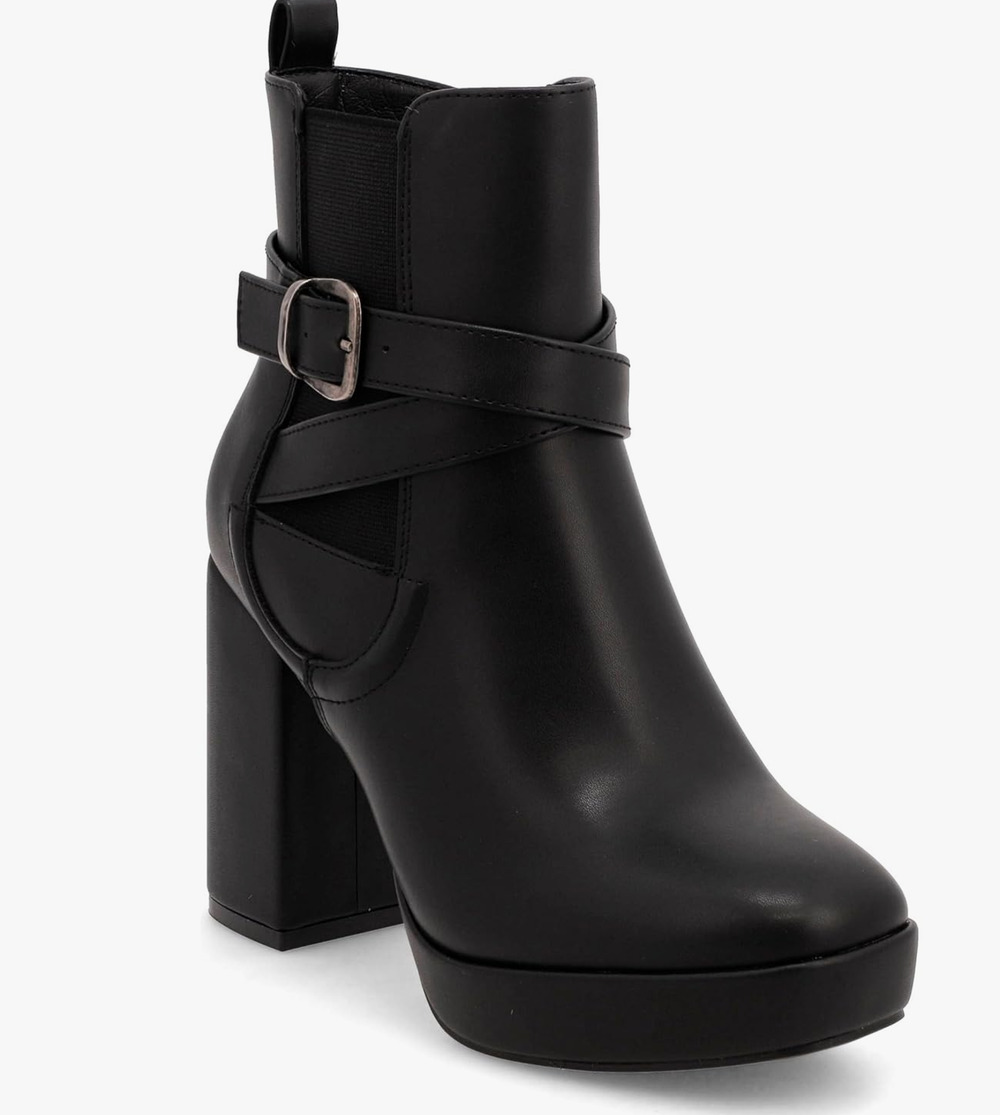 MIA Esther Platform Booties 8.5 Black NWOT Boots Ankle Wrap Buckle Heel 90s